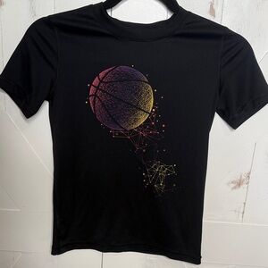 All in Motion Black Kids T-Shirt with Geometric Basketball Design